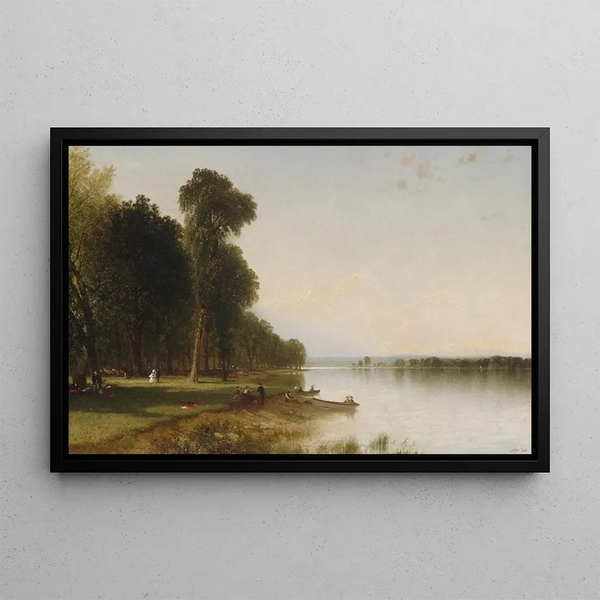 Kesäpäivä Conesus-järvellä - John Frederick Kensett — kehystetty taideteos seinällä