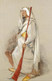 Luonnos miehestä pohjoisafrikkalaisessa asussa - John Frederick Lewis — näkymä teoksesta