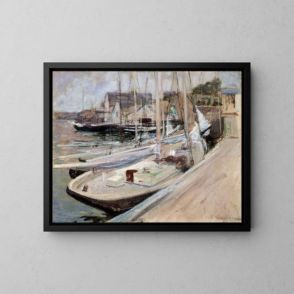 Bateaux de pêche à Gloucester - John Henry Twachtman — kehystetty taideteos seinällä