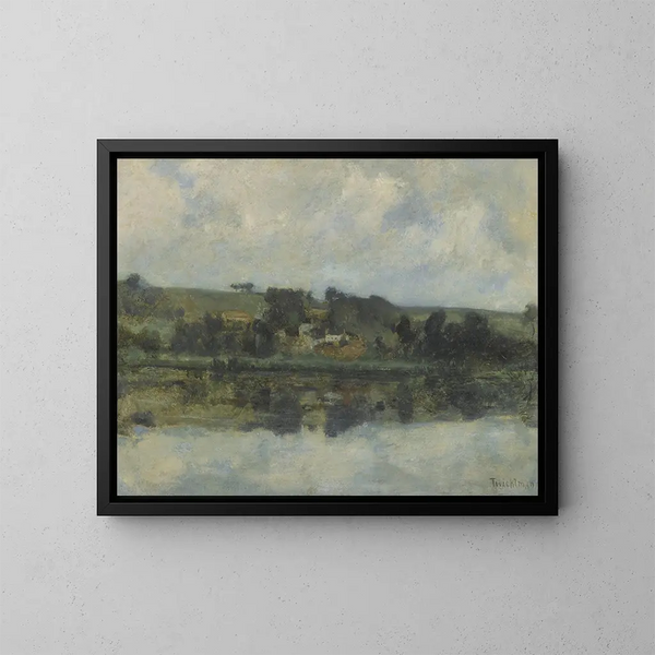 Ranskan jokimaisemasta - John Henry Twachtman — kehystetty taideteos seinällä