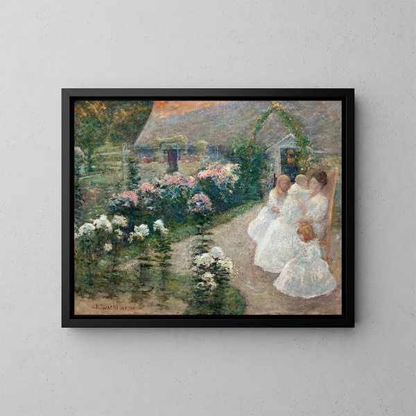 Terassilla - John Henry Twachtman — kehystetty taideteos seinällä