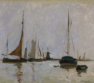 Port tranquille aux Pays-Bas - John Henry Twachtman — näkymä teoksesta
