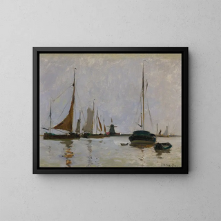 Port tranquille aux Pays-Bas - John Henry Twachtman — kehystetty taideteos seinällä