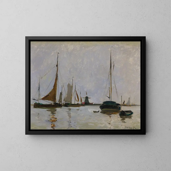 Port tranquille aux Pays-Bas - John Henry Twachtman — kehystetty taideteos seinällä