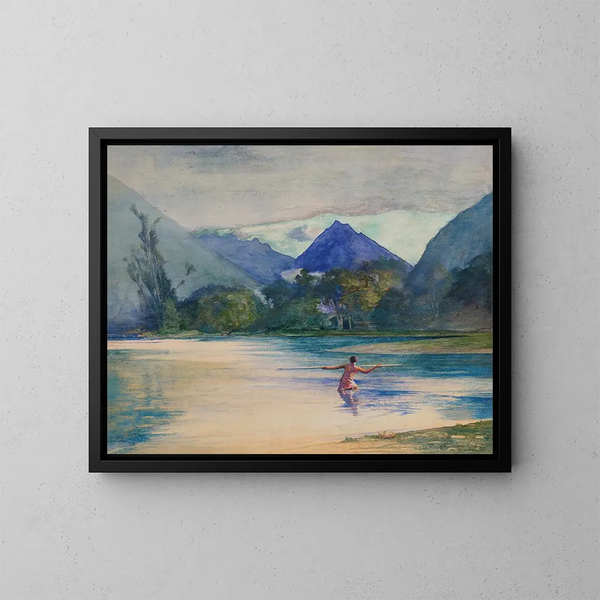 Entrée de la rivière VaiTePiha, ancrage des cuisiniers - John La Farge — kehystetty taideteos seinällä