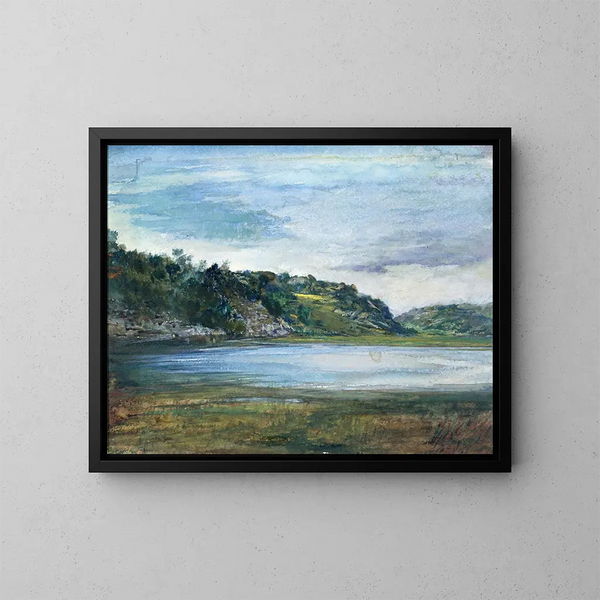 Rochers du paradis, étude à Paradise, Newport, Rhode Island - John La Farge — kehystetty taideteos seinällä