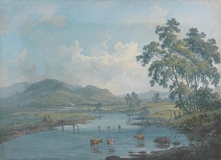 John Laporte - River Landscape with Cattle Watering.webp