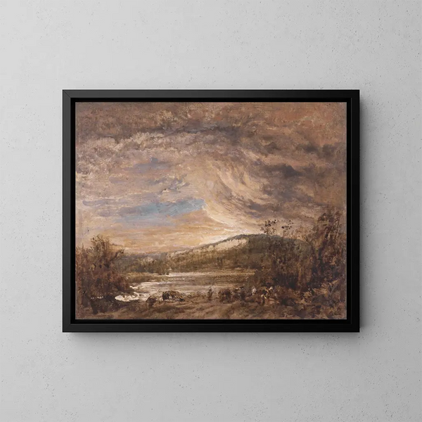 Un paysage fluvial - John Linnell — kehystetty taideteos seinällä