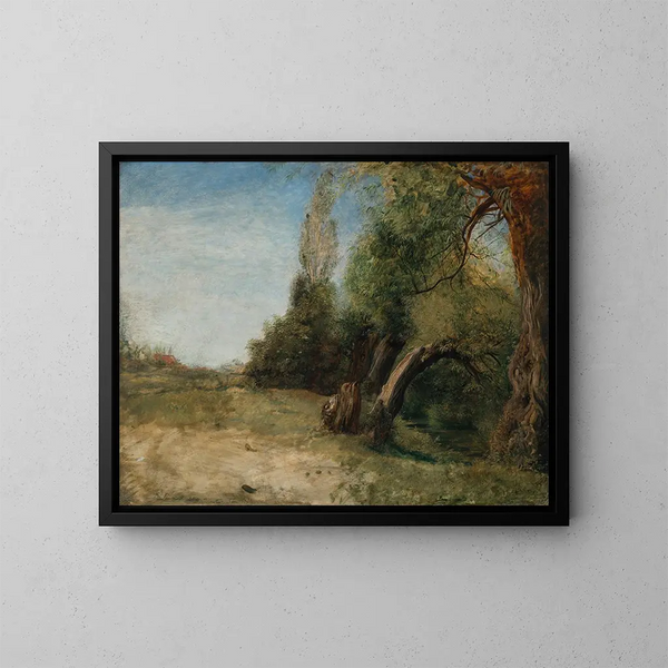 Allée d'orme avec le ruisseau de Bayswater à côté - John Linnell — kehystetty taideteos seinällä