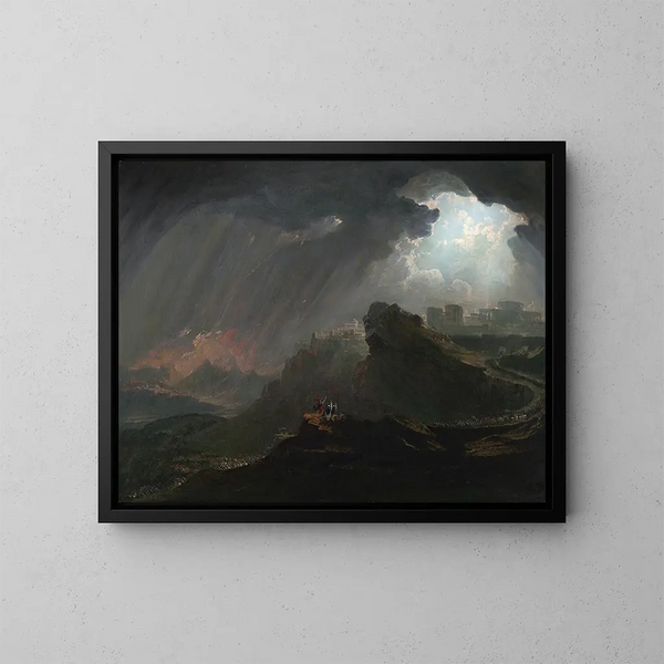 Josué käskemässä auringon pysähtymistä - John Martin — kehystetty taideteos seinällä