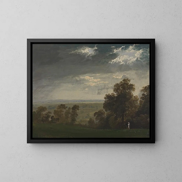 Maisema, ehkä Wight-saari tai Richmond Hill - John Martin — kehystetty taideteos seinällä