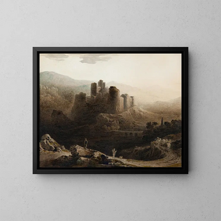 Lune sur le château de Chepstow - John Martin — kehystetty taideteos seinällä