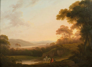 Un paysage à l'italienne avec des figures sur un chemin - John Rathbone — näkymä teoksesta