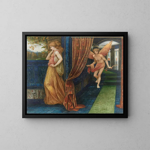 Cupidon ja Psyche - John Roddam Spencer Stanhope — kehystetty taideteos seinällä