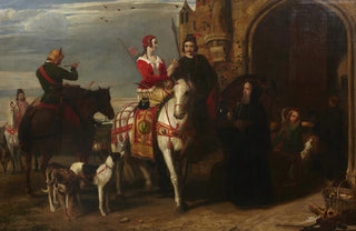 John Rogers Herbert - The Monastery in the 14th Century Boar Hunters Refreshed at Saint Augustines Monastery Canterbury.webp