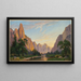 Yosemite-laakson maalaus, katsaus länteen - John Ross Key — kehystetty taideteos seinällä