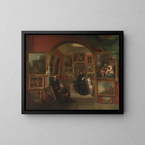 L British Institution Galleryn sisätiloista - John Scarlett Davis — kehystetty taideteos seinällä