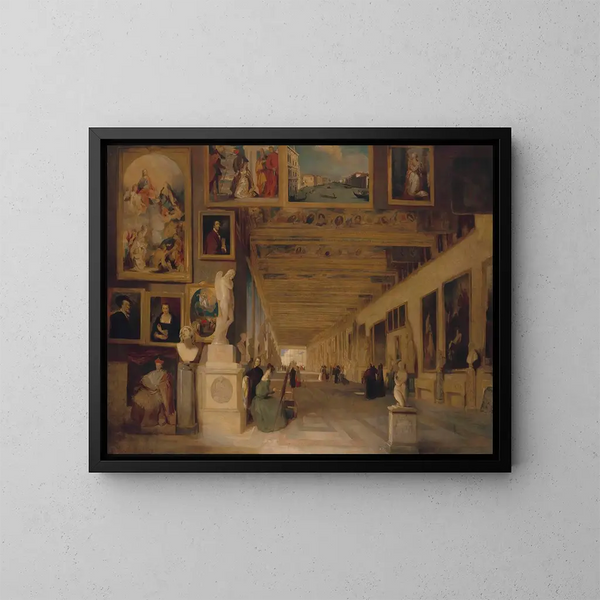 La Galerie Longue des Offices de Florence - John Scarlett Davis — kehystetty taideteos seinällä