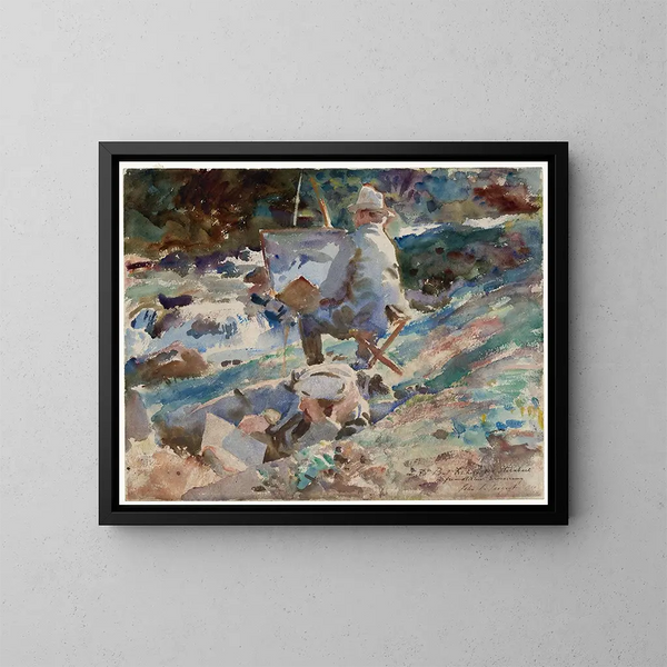Taiteilija easelillään - John Singer Sargent — kehystetty taideteos seinällä