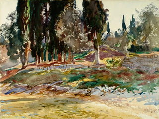 Cyprès au lac de Garde à San Vigilio - John Singer Sargent — näkymä teoksesta
