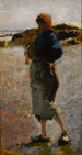 Nuori tyttö rannalla; luonnos Cancale'n osterikerääjille - John Singer Sargent — näkymä teoksesta
