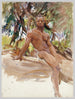 L'homme et les arbres en Floride - John Singer Sargent — näkymä teoksesta