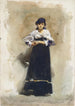 Nuori nainen mustan hameen kanssa - John Singer Sargent — näkymä teoksesta