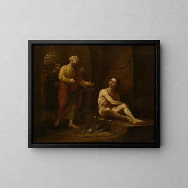 Olin vankilassa ja te tulitte luokseni Matteus 25:36 - John Trumbull — kehystetty taideteos seinällä