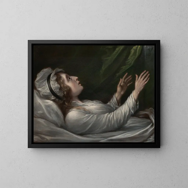 Sarah Hope Harvey hänen kuolinvuoteellaan - John Trumbull — kehystetty taideteos seinällä