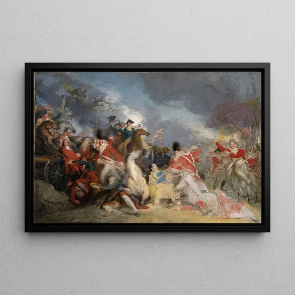 General Mercerin kuolemasta Princetonin taistelussa, 3. tammikuuta 1777 - John Trumbull — kehystetty taideteos seinällä