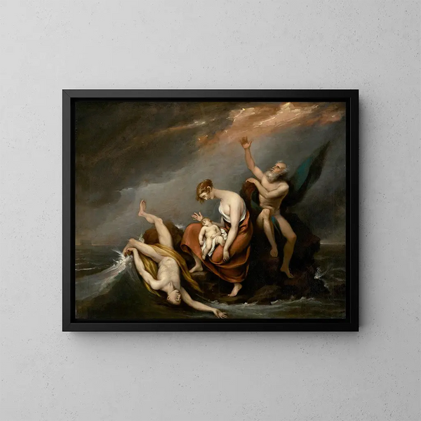 Viimeinen perhe, joka tuhoutuu tulvassa, Genesiksen 7424 - John Trumbull — kehystetty taideteos seinällä