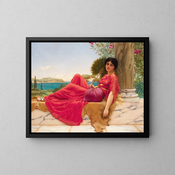 Adossé à une colonne - John William Godward — kehystetty taideteos seinällä