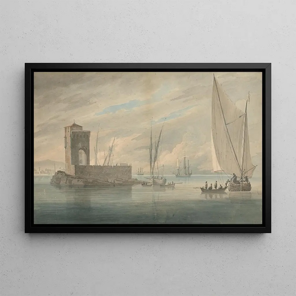 John Wilson Carmichael - Italian Coast Scene with Island Shipping.webp