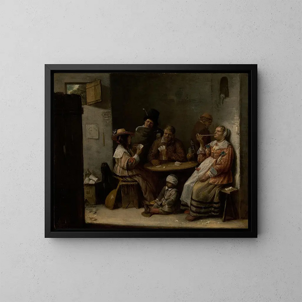 Korttipelaajat - Joos van Craesbeeck — kehystetty taideteos seinällä