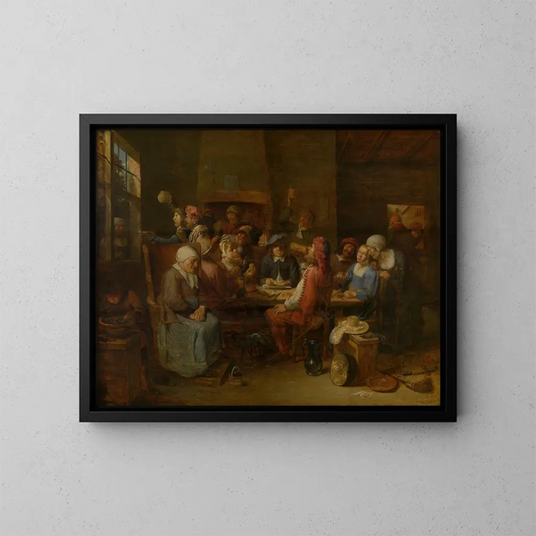 Taverna-tilanteesta - Joos van Craesbeeck — kehystetty taideteos seinällä
