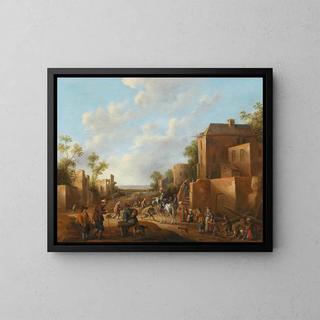 Joost Cornelisz Droochsloot - A village landscape with country folk near a tavern.webp