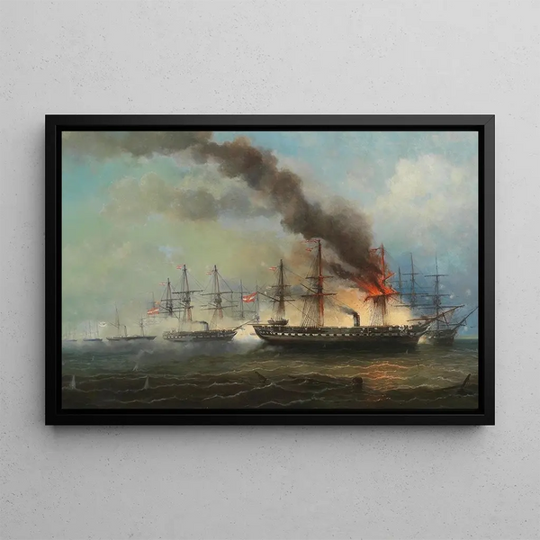 Josef Carl Berthold Pttner - The sea battle at Helgoland on 9 May 1864.webp