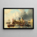 Venetsian maalaus, animaatiota lähellä Punta della Doganaa ja Santa Maria della Salutea - Josef Carl Berthold Püttner — kehystetty taideteos seinällä