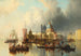 Venetsian maalaus, animaatiota lähellä Punta della Doganaa ja Santa Maria della Salutea - Josef Carl Berthold Püttner — näkymä teoksesta