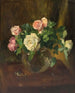 Nature morte avec des roses dans un vase en verre et deux alliances - Josef Jungwirth | Reproduction — näkymä teoksesta