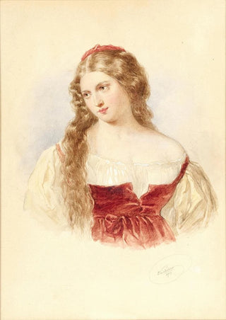 Josef Kriehuber - Portrait of a girl with long and blond hair.webp