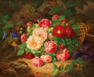 Josef Lauer - A Forest Floor with a Still Life of Roses and Butterflies.webp