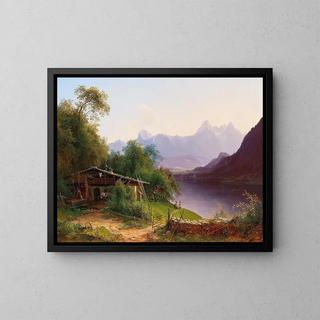 Josef Schwemminger - View over Lake Zell to the Steinernes Meer with Prielau Castle in the background.webp