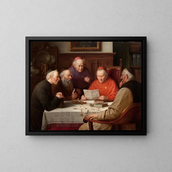 Une réunion des cardinaux - Josef Wagner-Höhenberg — kehystetty taideteos seinällä
