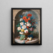 Une nature morte de fleurs à la manière des artistes néerlandais du XVIIe siècle La cathédrale Saint-Étienne au loin - Joseph August Satory — kehystetty taideteos seinällä