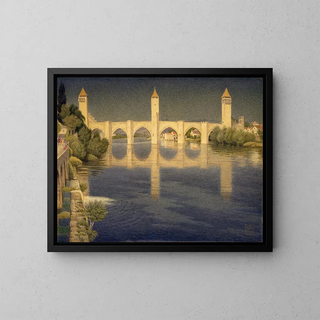 Pont Valentré, Cahors, Ranska - Joseph Edward Southall — kehystetty taideteos seinällä