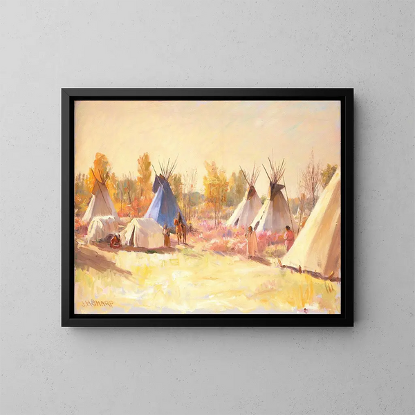 Le Tipi bleu - Joseph Henry Sharp — kehystetty taideteos seinällä
