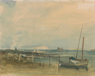 Joseph Mallord William Turner - Coast Scene with White Cliffs and Boats on Shore.webp