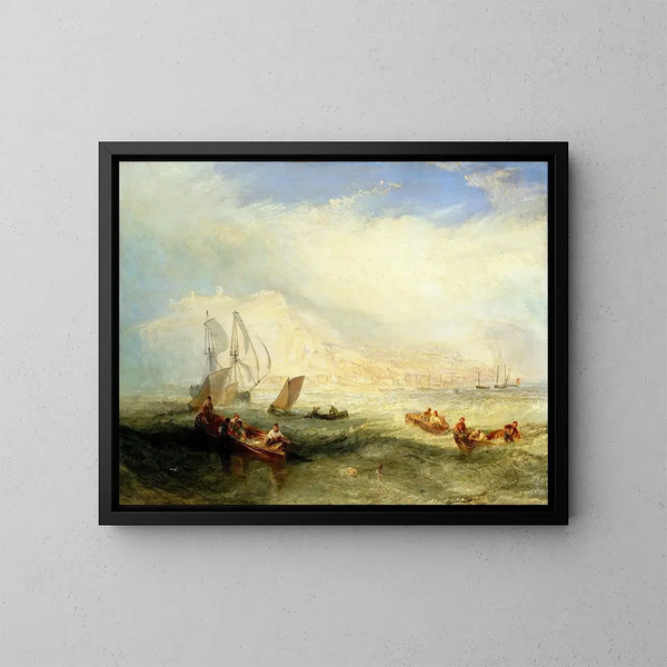 Kalastuksen heittokalastuksesta Hastingsin edustalla - Joseph Mallord William Turner — kehystetty taideteos seinällä