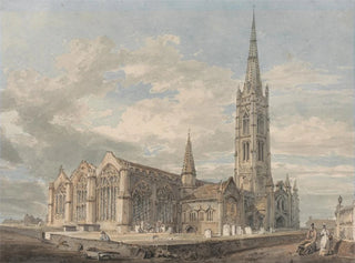 Vue du nord-est de l'église de Grantham, Lincolnshire - Joseph Mallord William Turner — näkymä teoksesta